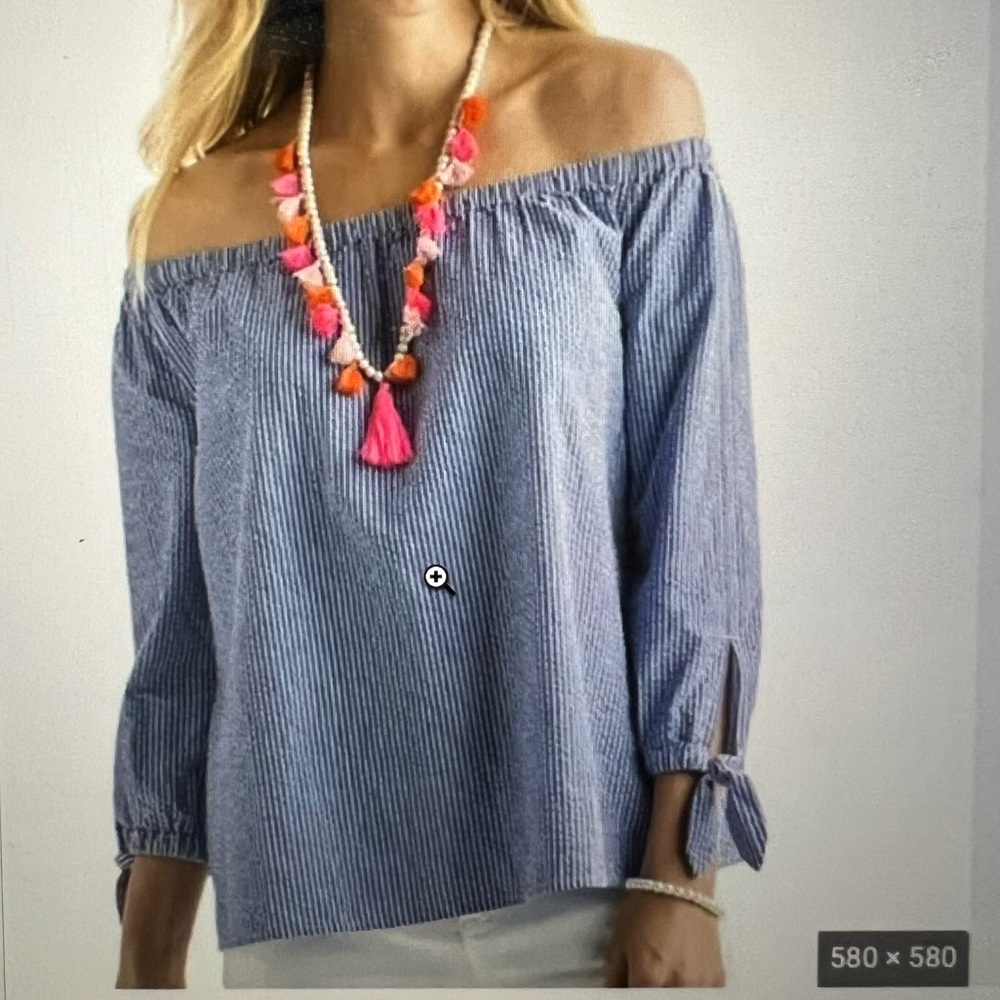 Vineyard Vines Gingham Off the Shoulder Top.